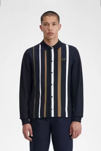 Polo da uomo a maniche lunghe con righe sfumate Polo da uomo a maniche lunghe con righe sfumate