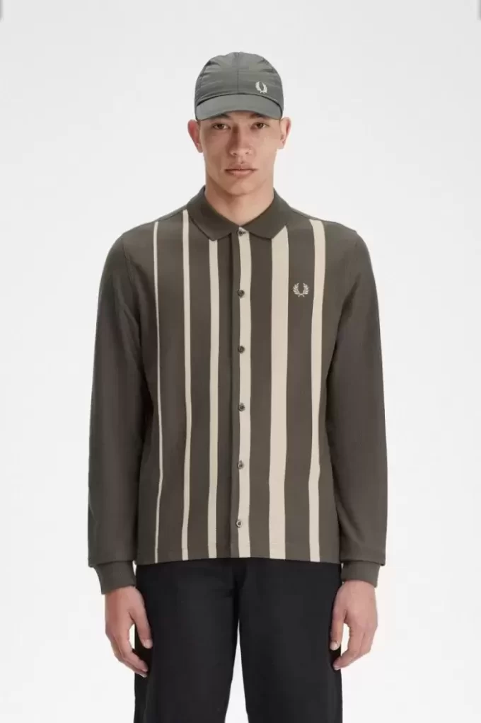 Polo da uomo a maniche lunghe con righe sfumate Polo da uomo a maniche lunghe con righe sfumate