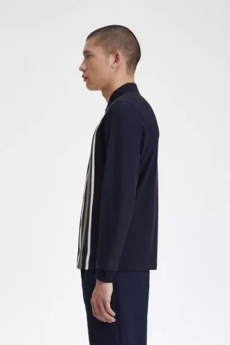 Polo da uomo a maniche lunghe con righe sfumate Polo da uomo a maniche lunghe con righe sfumate