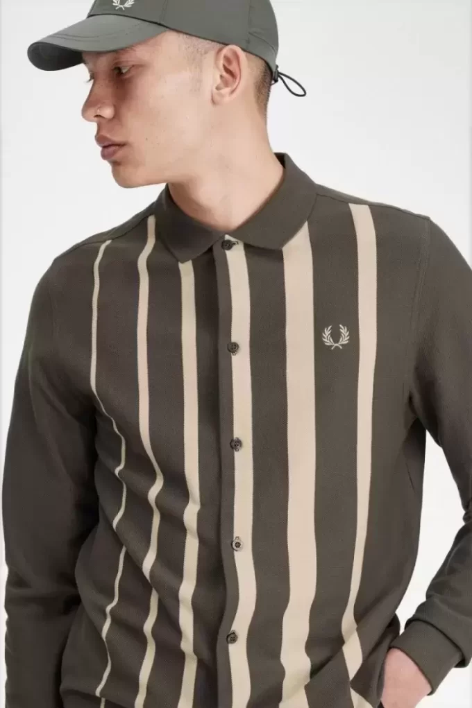 Polo da uomo a maniche lunghe con righe sfumate Polo da uomo a maniche lunghe con righe sfumate