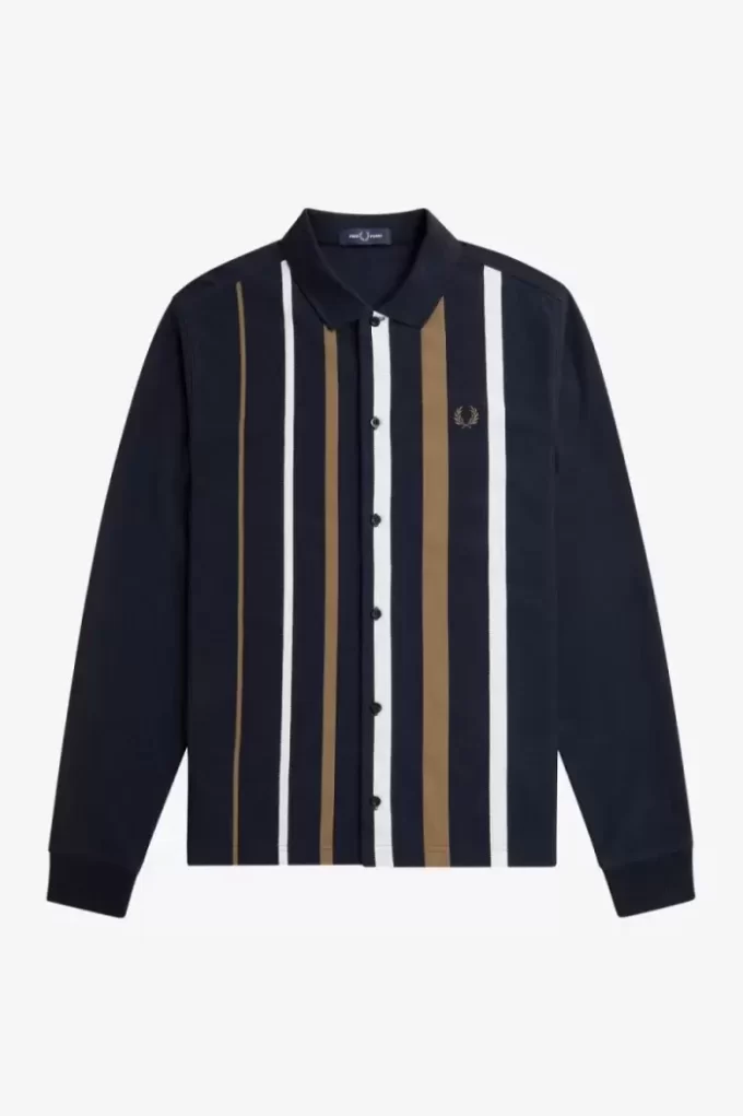 Polo da uomo a maniche lunghe con righe sfumate Polo da uomo a maniche lunghe con righe sfumate