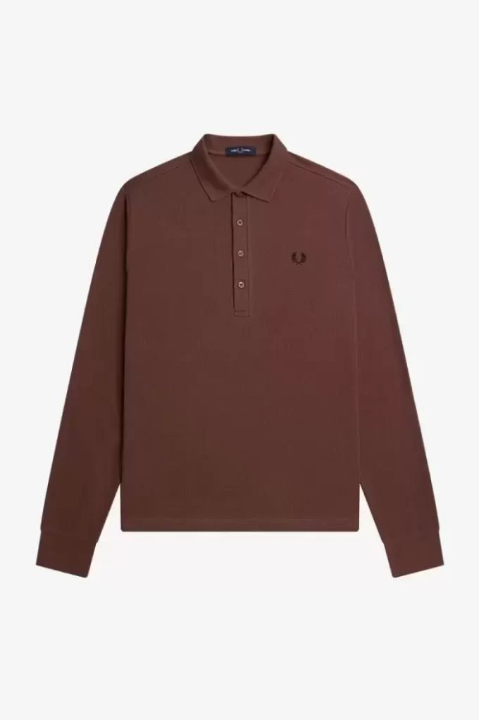 Polo da uomo a maniche lunghe in cotone a nido d’ape Polo da uomo a maniche lunghe in cotone a nido d’ape