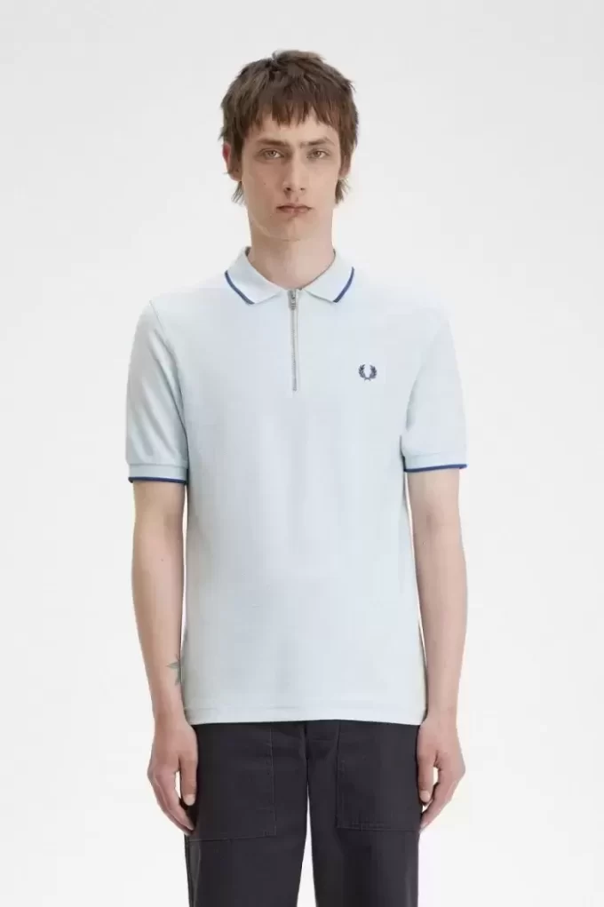 Polo da uomo con cerniera e scollo in crepe piqué Polo da uomo con cerniera e scollo in crepe piqué