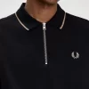 Polo da uomo con cerniera e scollo in crepe piqué Polo da uomo con cerniera e scollo in crepe piqué