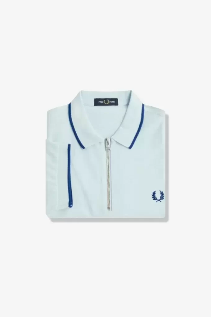 Polo da uomo con cerniera e scollo in crepe piqué Polo da uomo con cerniera e scollo in crepe piqué