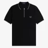 Polo da uomo con cerniera e scollo in crepe piqué Polo da uomo con cerniera e scollo in crepe piqué