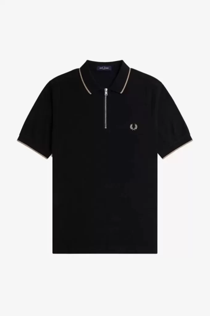 Polo da uomo con cerniera e scollo in crepe piqué Polo da uomo con cerniera e scollo in crepe piqué