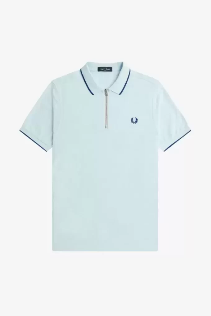 Polo da uomo con cerniera e scollo in crepe piqué Polo da uomo con cerniera e scollo in crepe piqué