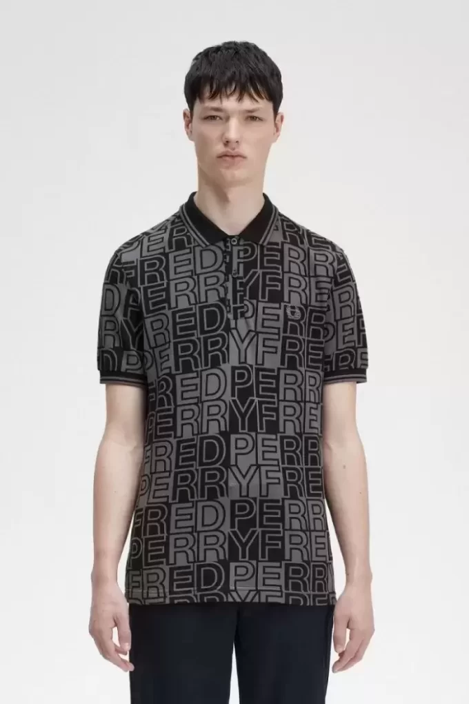 Polo da uomo con grafica a blocchi Polo da uomo con grafica a blocchi