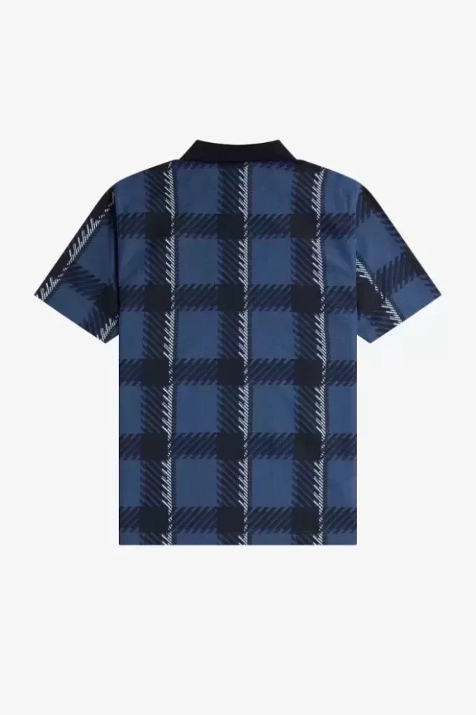 Polo da uomo con zip e scollo a V in tartan Glitch Polo da uomo con zip e scollo a V in tartan Glitch