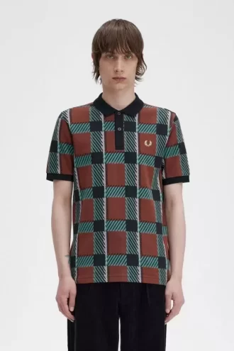 Polo da uomo in tartan con motivo glitch Polo da uomo in tartan con motivo glitch