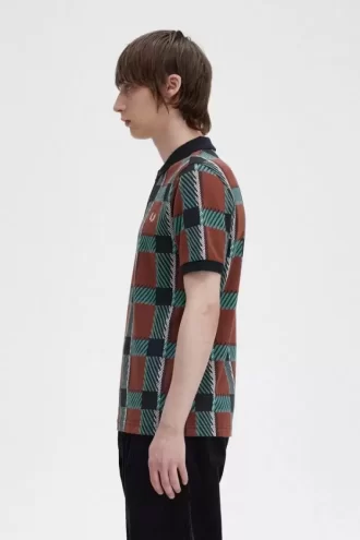 Polo da uomo in tartan con motivo glitch Polo da uomo in tartan con motivo glitch