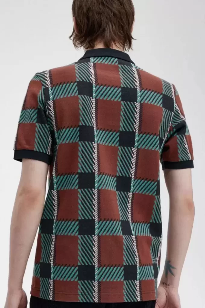 Polo da uomo in tartan con motivo glitch Polo da uomo in tartan con motivo glitch