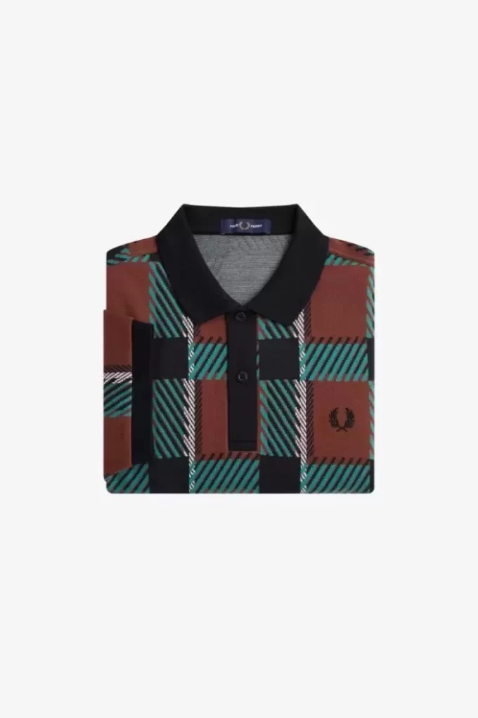 Polo da uomo in tartan con motivo glitch Polo da uomo in tartan con motivo glitch