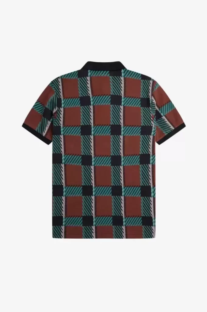 Polo da uomo in tartan con motivo glitch Polo da uomo in tartan con motivo glitch